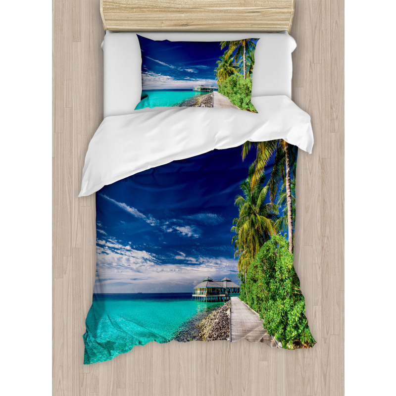 Beach Palm Trees Sky Duvet Cover Set