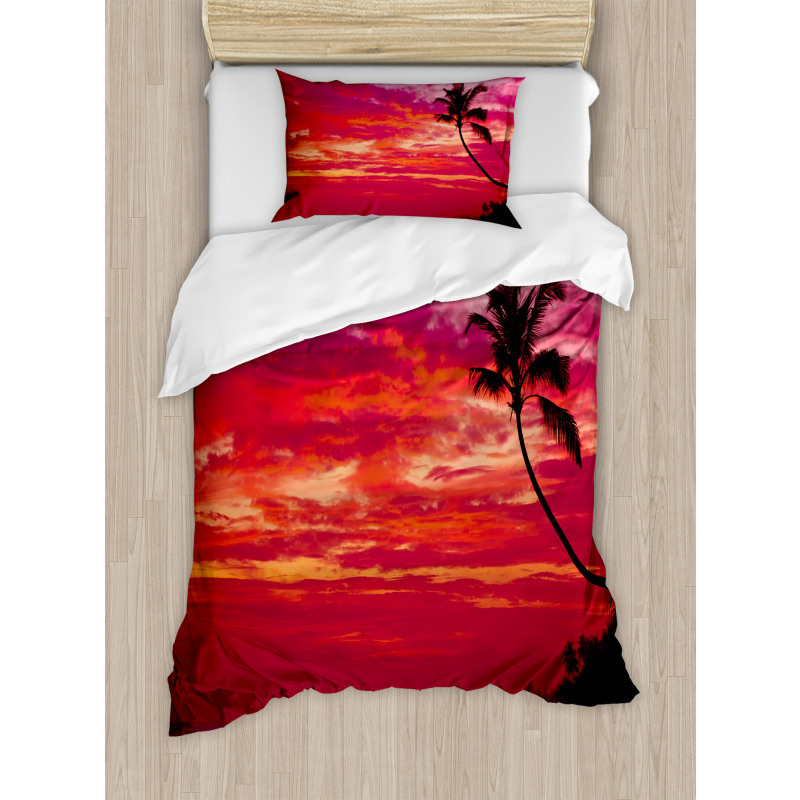 Tropical Island Beach Palms Duvet Cover Set