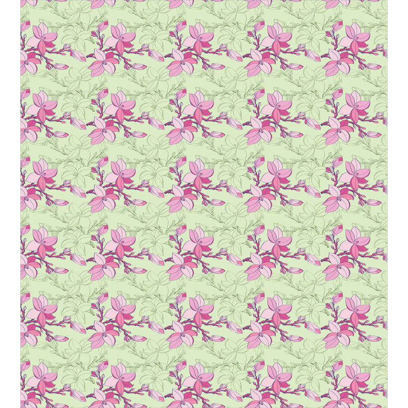 Pinkish Flower Silhouettes Duvet Cover Set