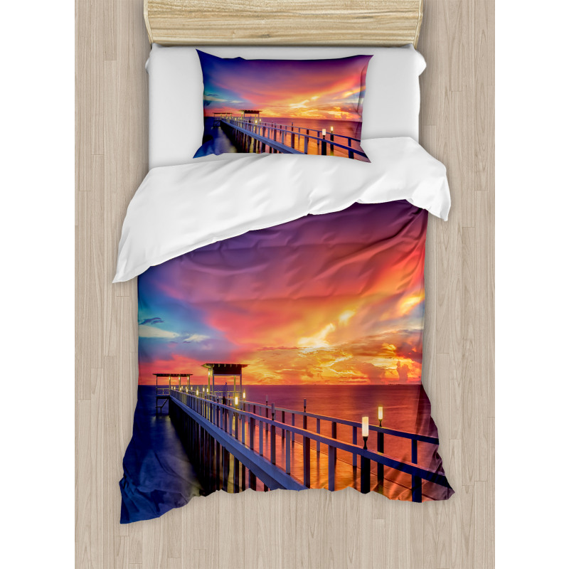 Wooden Bridge on Sea Duvet Cover Set