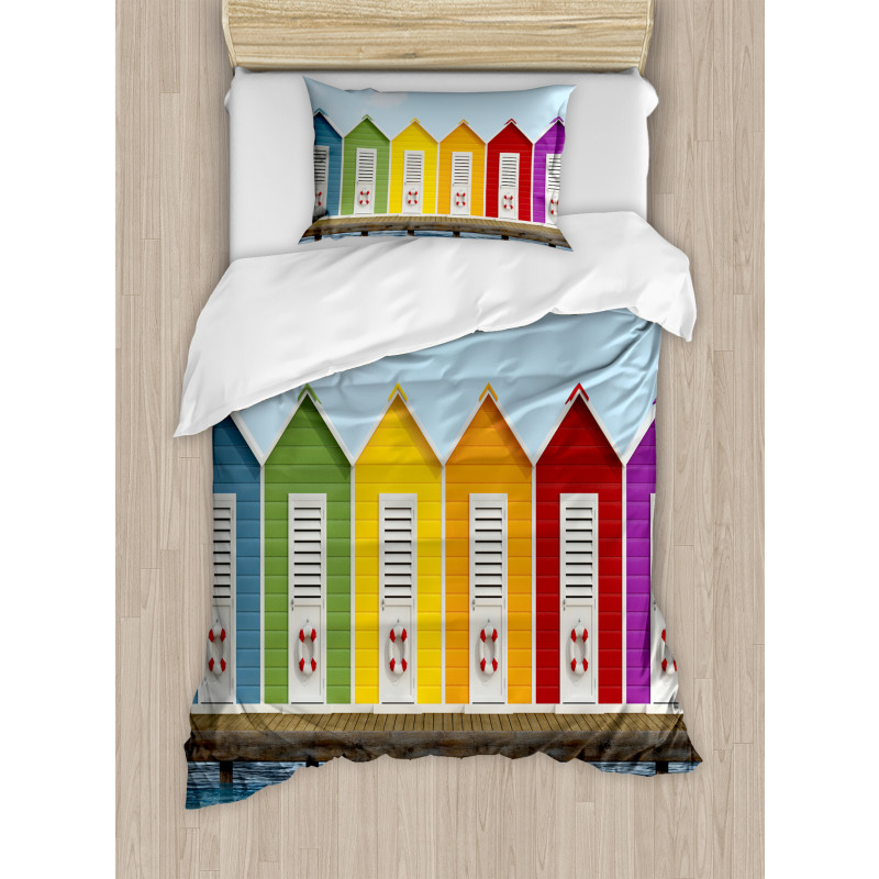 Colorful Cabins Sea Duvet Cover Set