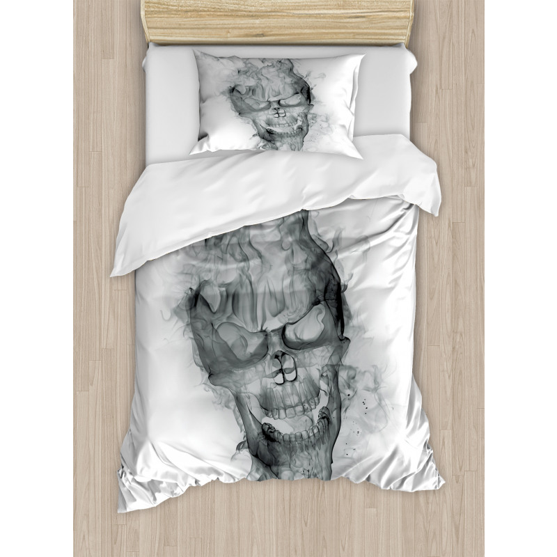 Smoky Skull Grungy Art Duvet Cover Set