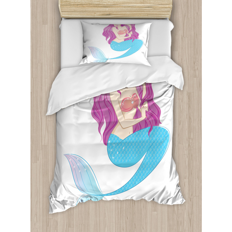 Mermaid with Pink Hair Duvet Cover Set