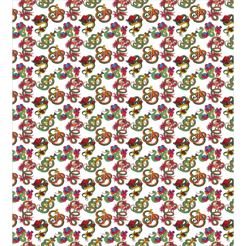 Flowers and Snakes Ornaments Duvet Cover Set