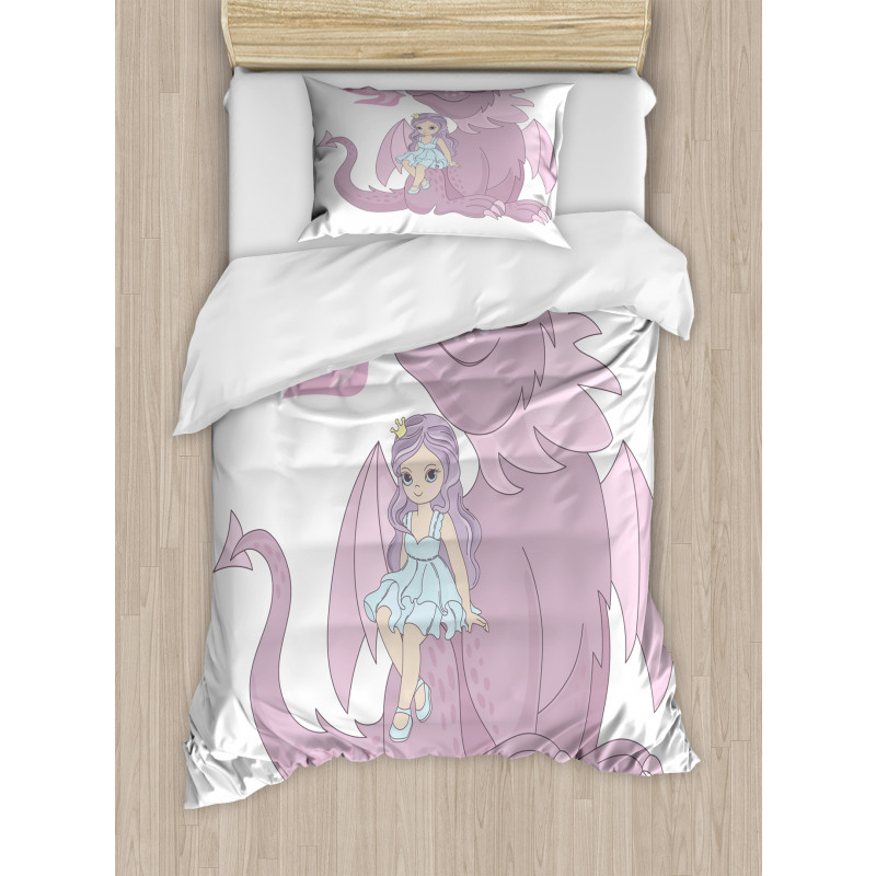 Princess Sitting on Creature Duvet Cover Set