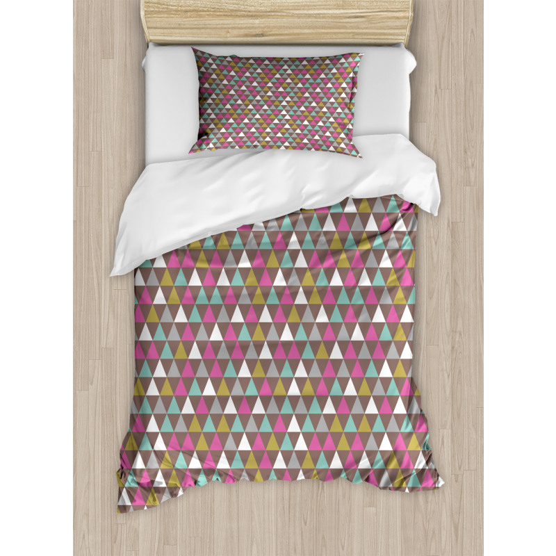 Colorful Vintage Triangles Duvet Cover Set