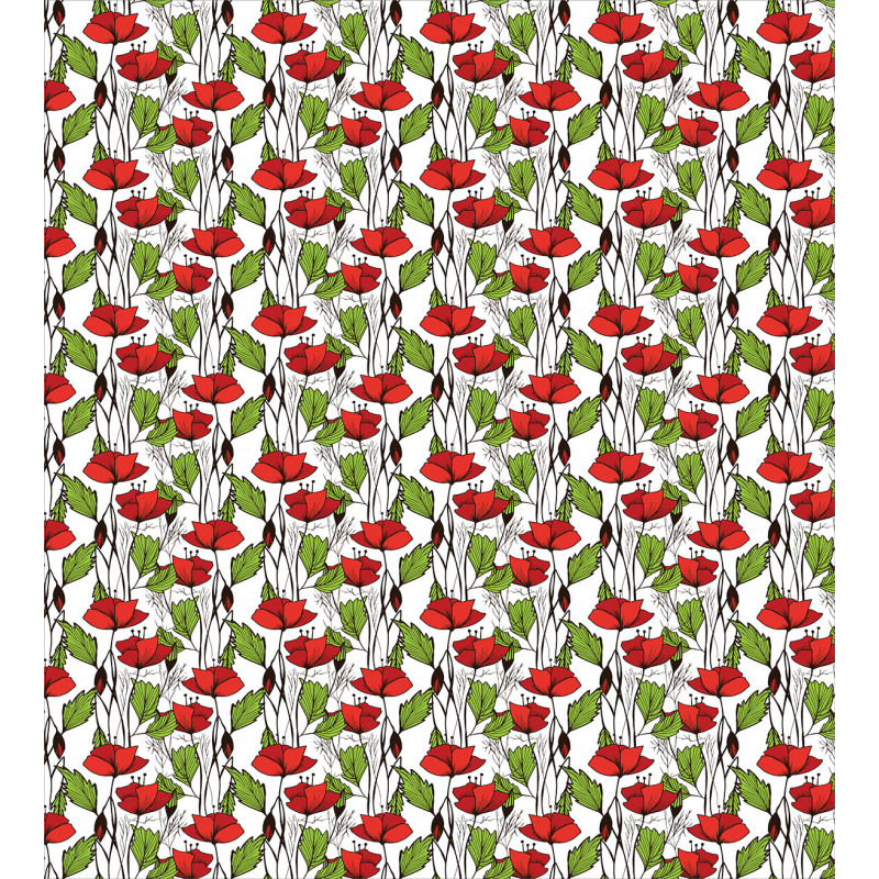 Close up View of Poppies Duvet Cover Set