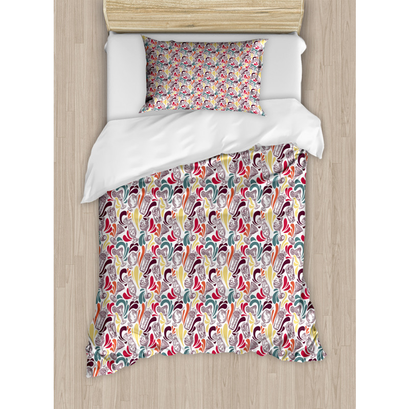 Vintage Cocktails Motifs Art Duvet Cover Set