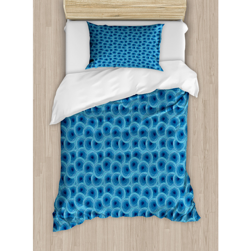 Retro Style Aquatic Tones Duvet Cover Set