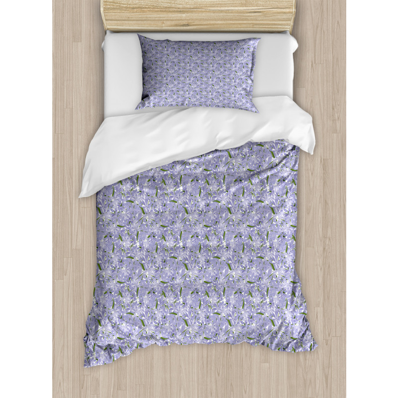 Phlox Divaricata and Leaves Duvet Cover Set