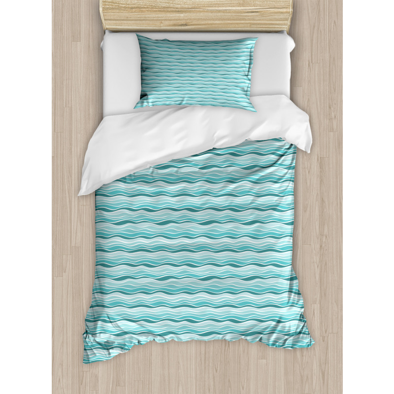 Horizontal Aquatic Waves Duvet Cover Set