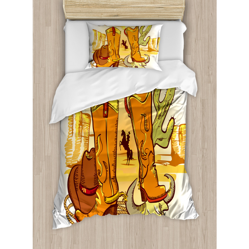 Old Wild Cowboys Rope Duvet Cover Set