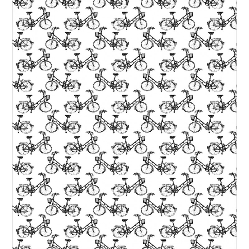 Monochrome Bicycles Pattern Duvet Cover Set