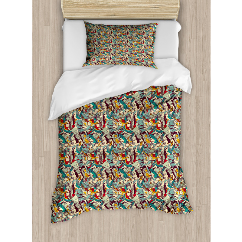 Clutter of Flying Creatures Duvet Cover Set