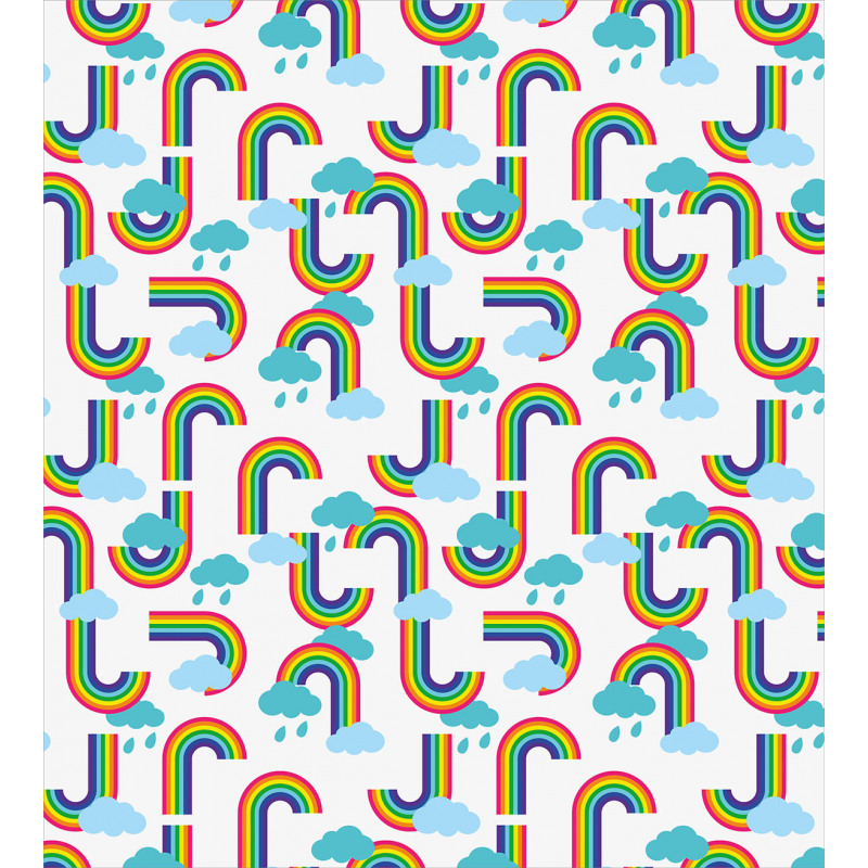 Rainbow and Clouds Pattern Duvet Cover Set