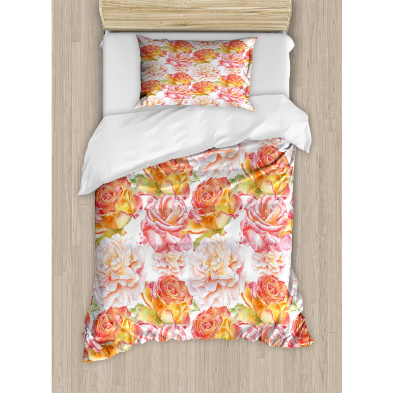 Watercolor Artwork Roses Duvet Cover Set