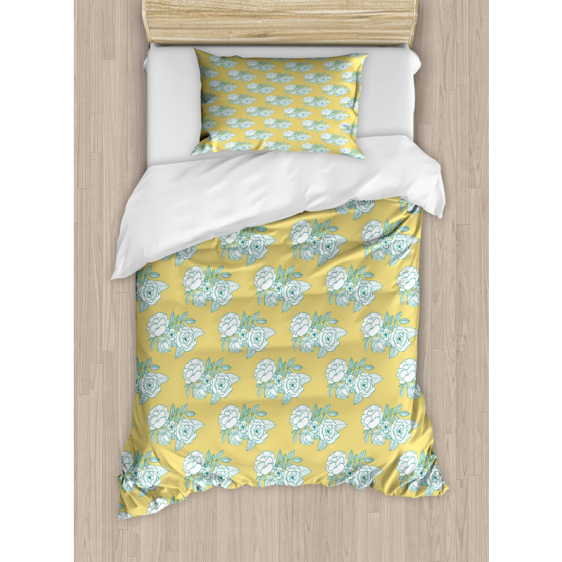 Graphic Images of Bouquets Duvet Cover Set