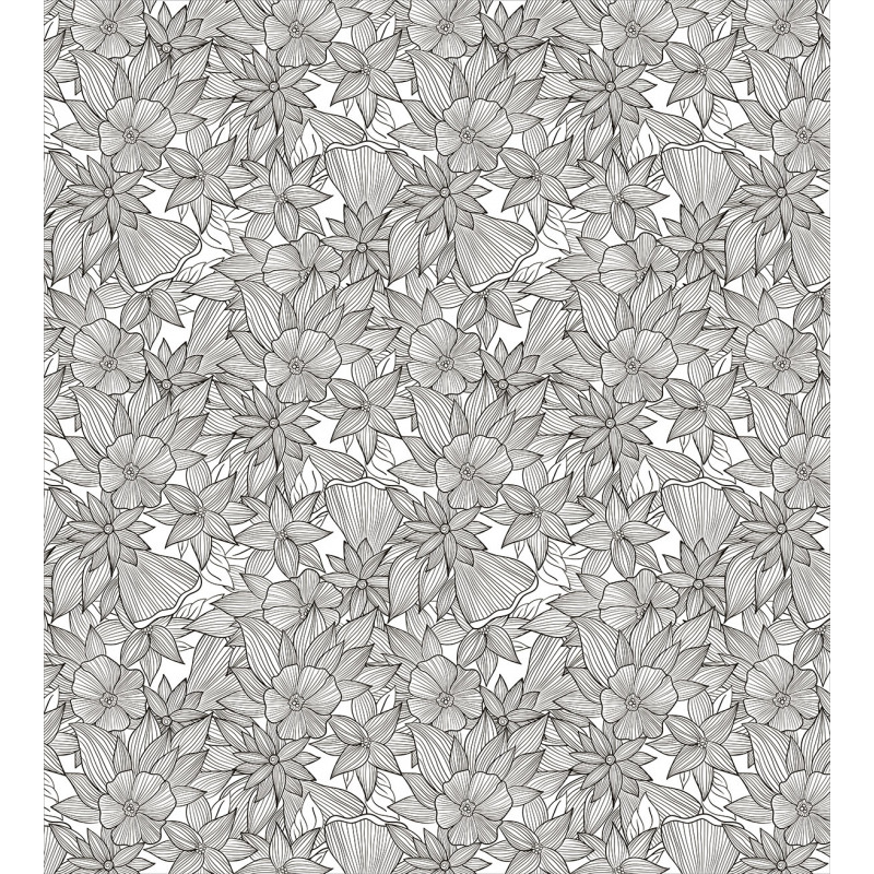 Hand Drawn Striped Flowers Duvet Cover Set