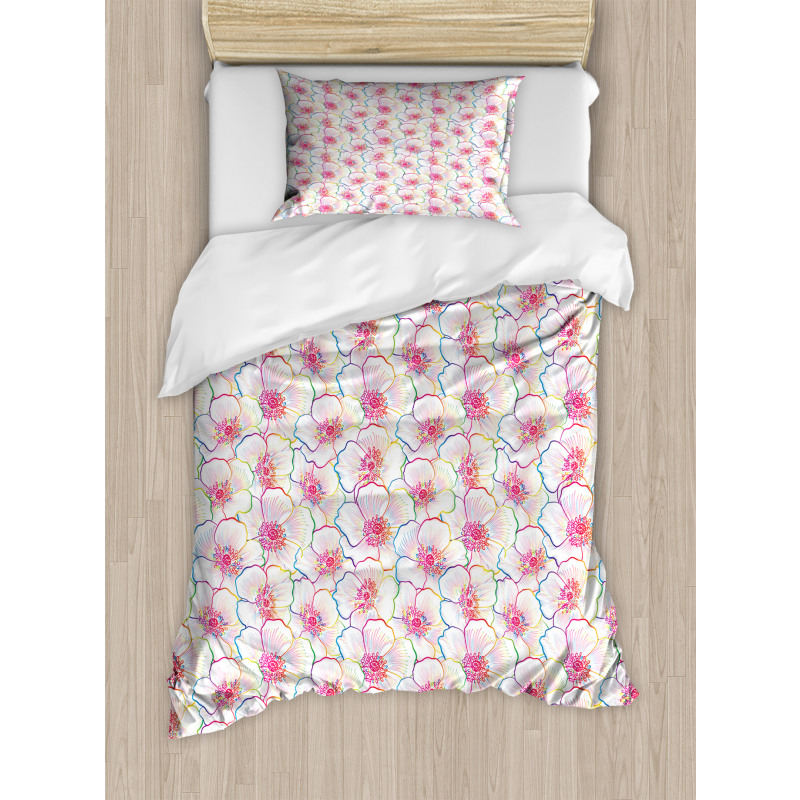 Top View Colorful Flowers Duvet Cover Set