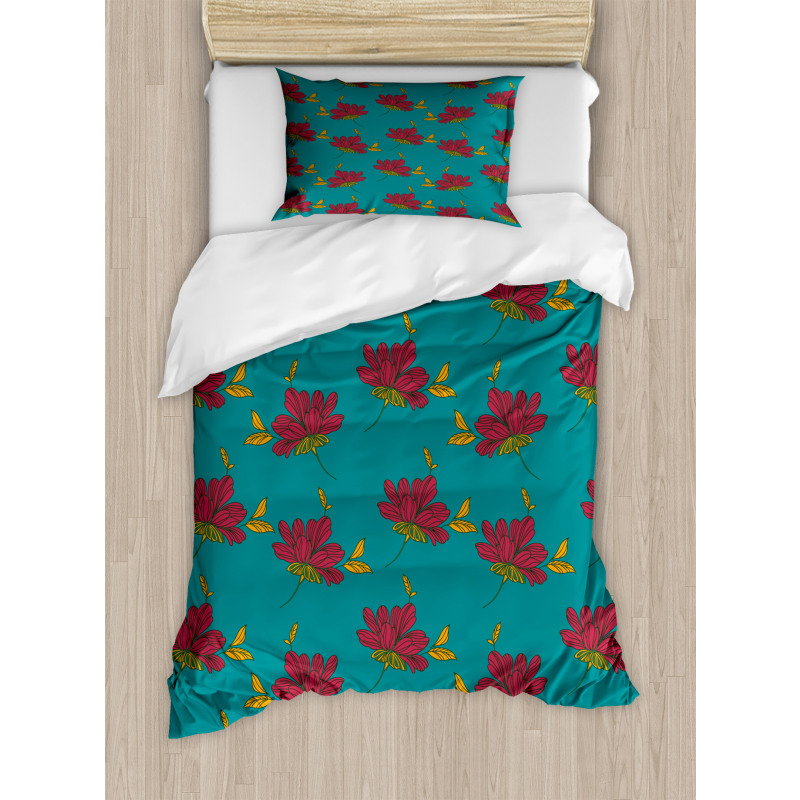 Autumn Flower Leaves Art Duvet Cover Set