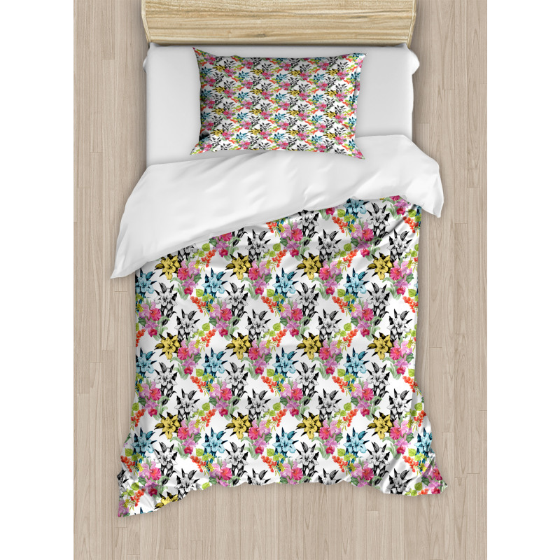 Tropical Colorful Daffodils Duvet Cover Set