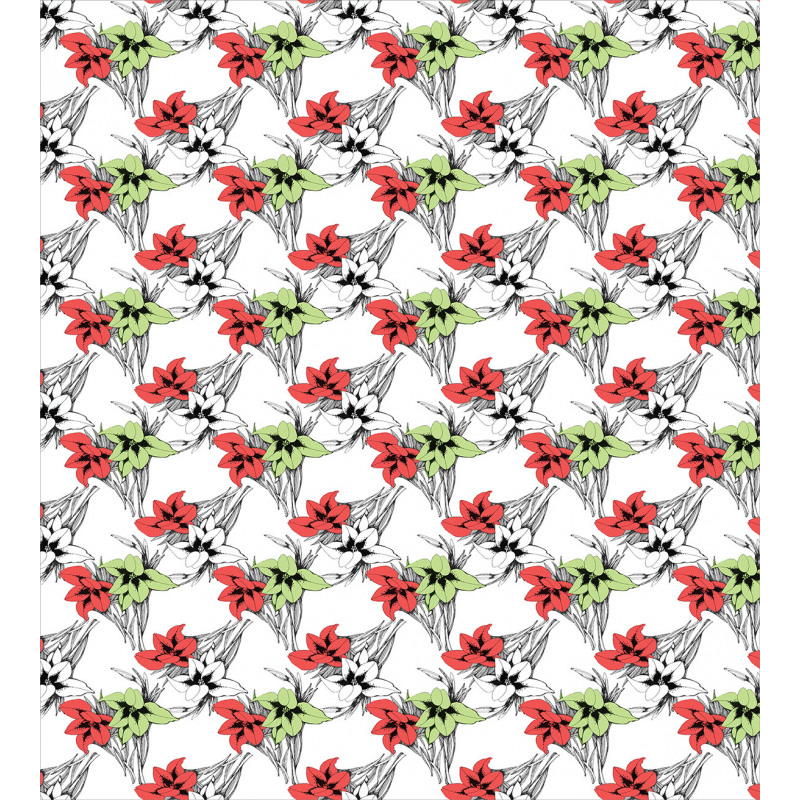 Blooming with Sketchy Leaves Duvet Cover Set