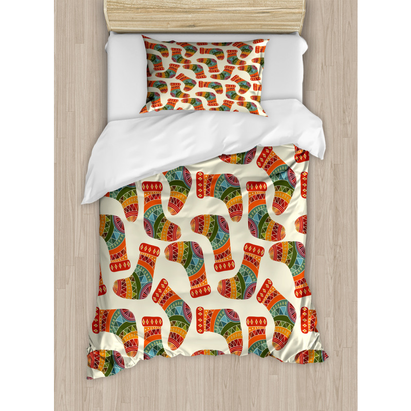 Knitted Christmas Stockings Duvet Cover Set