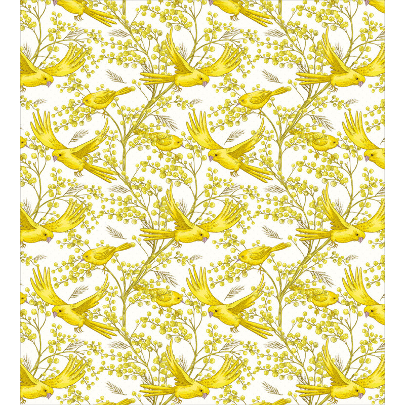 Summer Mimosa and Birds Art Duvet Cover Set