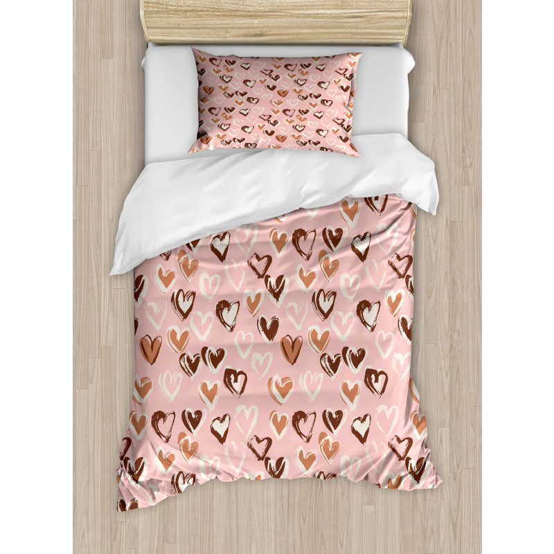 Soft Grunge Hearts Duvet Cover Set