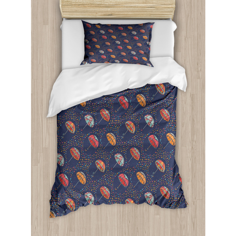 Drops Diagonal Umbrellas Style Duvet Cover Set