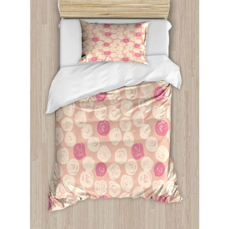 Grunge Rose Petal Rounds Duvet Cover Set