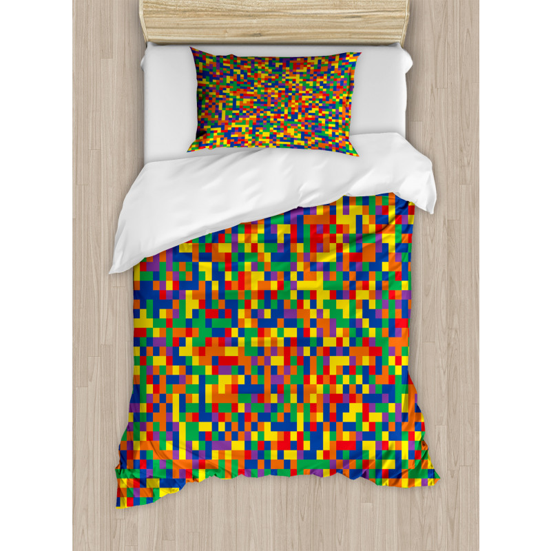 Vivid Motley Pixel Duvet Cover Set