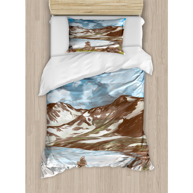 Snowy Mountains and Lake Duvet Cover Set
