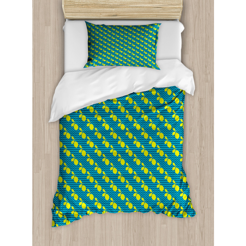 Citrus Motif Zigzag Backdrop Duvet Cover Set