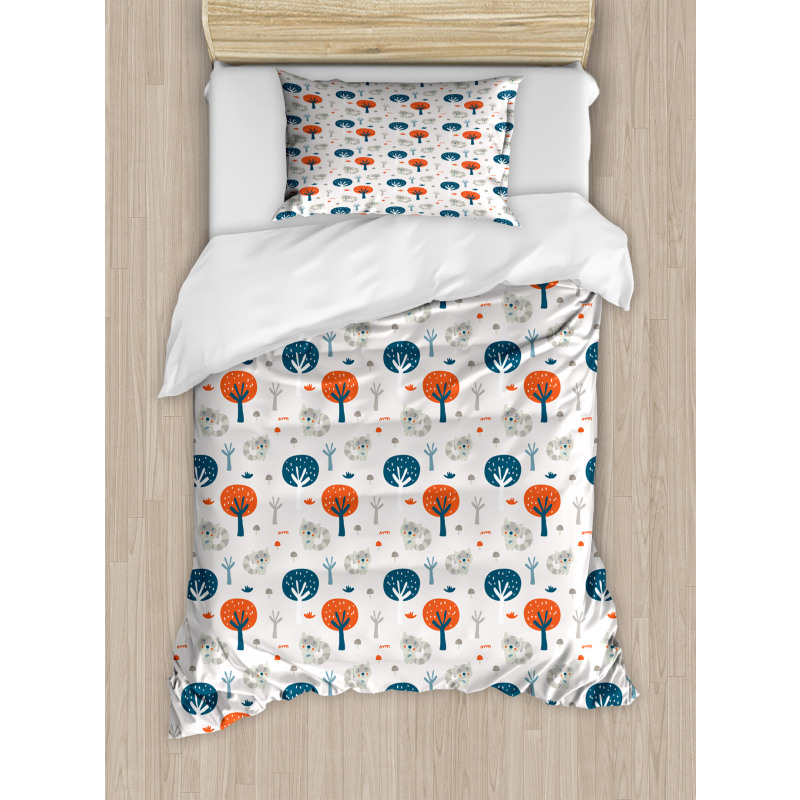 Fall Woodland Racoon Duvet Cover Set