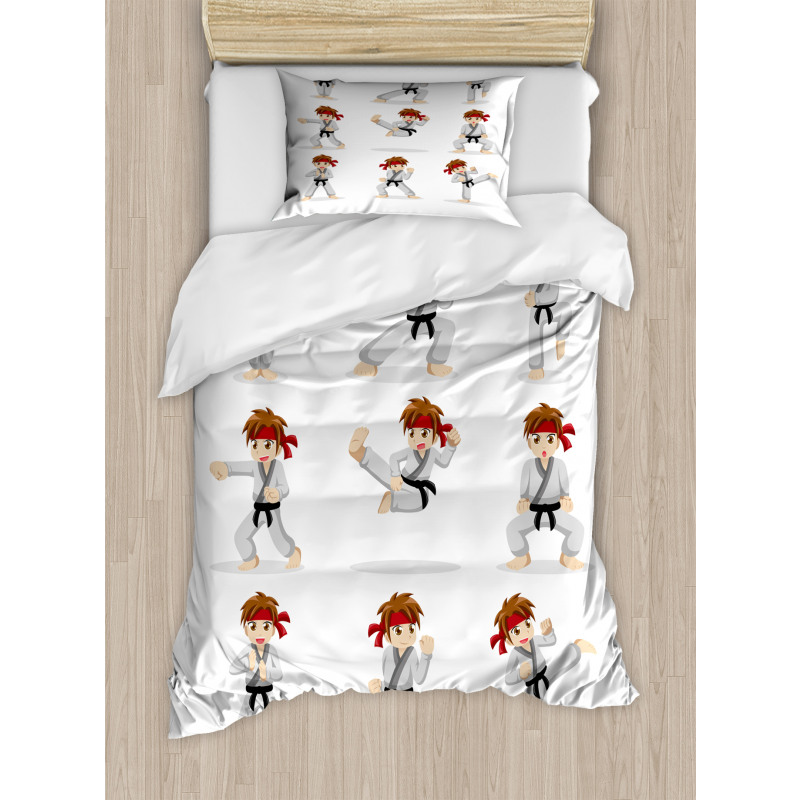 Martial Arts Boy Cartoon Duvet Cover Set