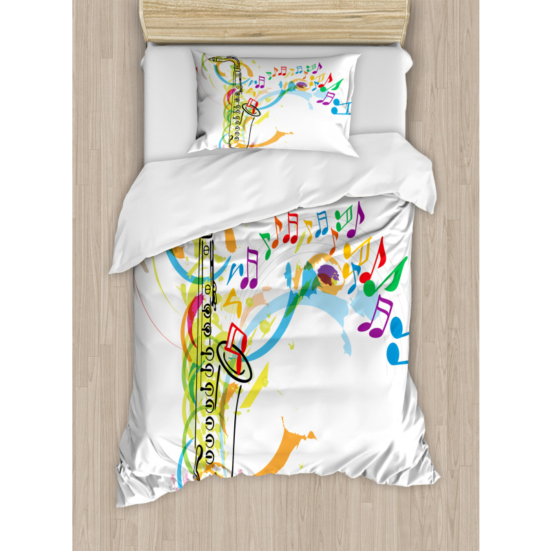 Saxophone Wavy Notes Duvet Cover Set