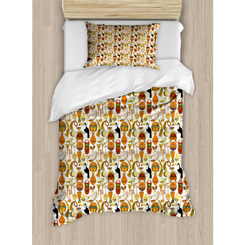 Toucans and Cultural Items Duvet Cover Set