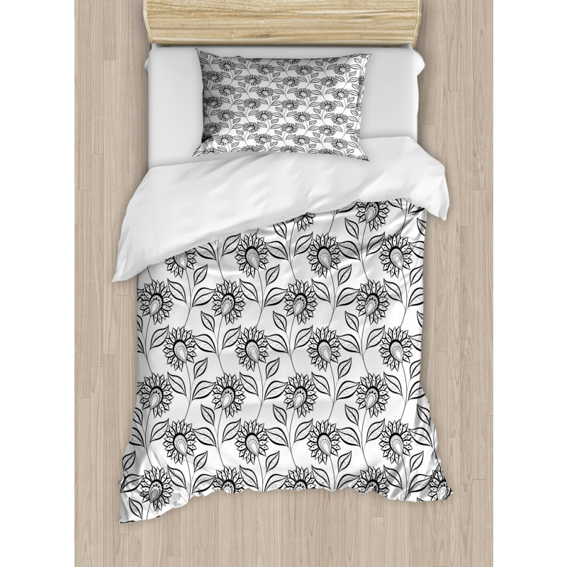 Outline Flowers Art Duvet Cover Set