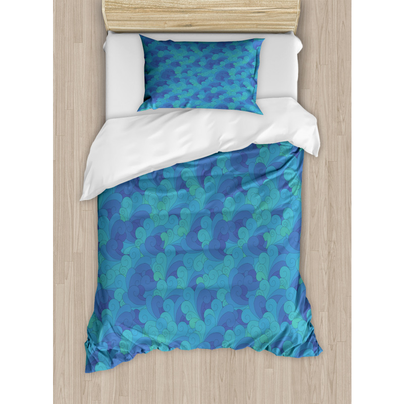 Doodle Ocean Sky Clouds Duvet Cover Set