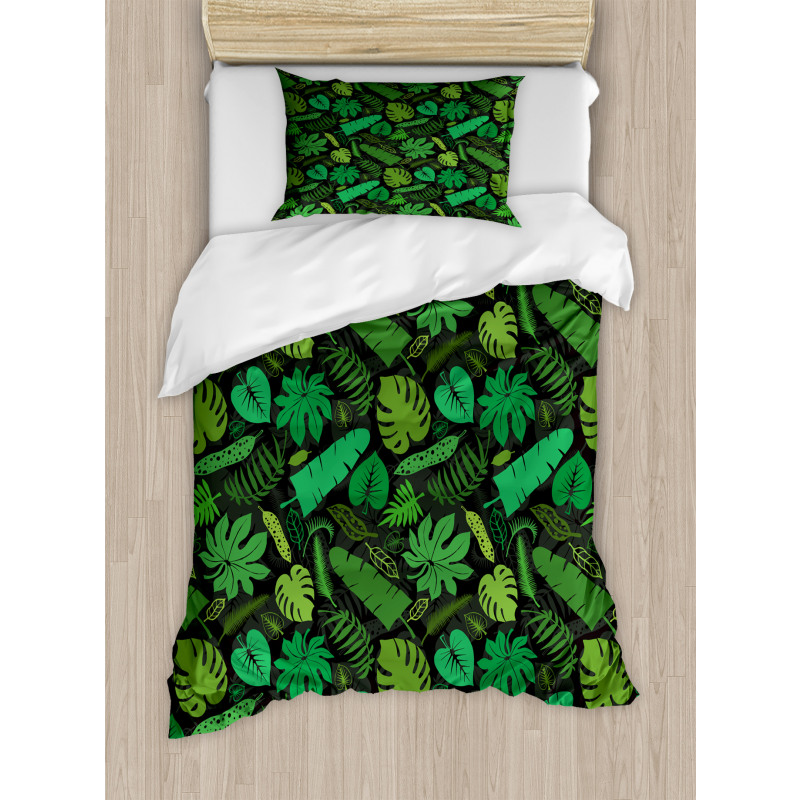 Various Leaf Silhouettes Duvet Cover Set