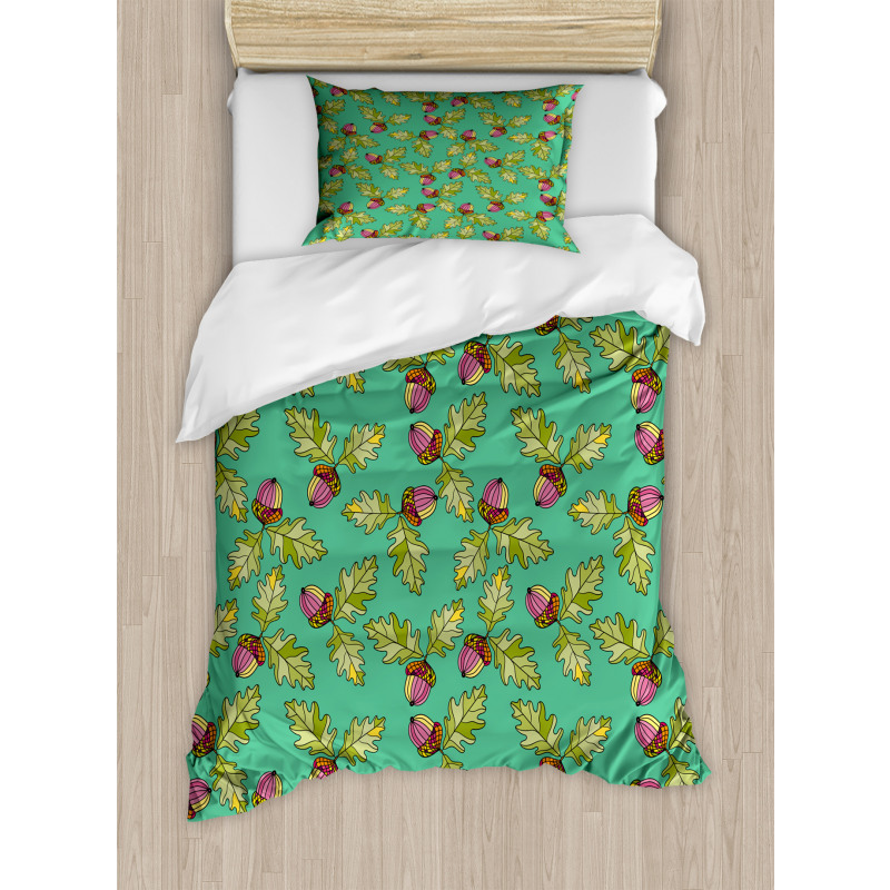 Jungle Acorns and Oak Leaves Duvet Cover Set