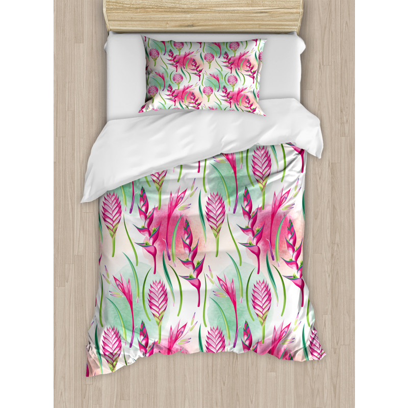 Tropic Flowers Paint Blots Duvet Cover Set