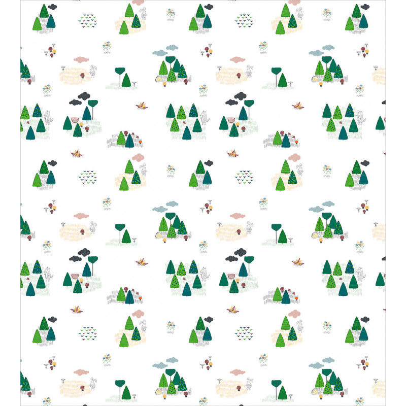 Doodle Style Woodland Items Duvet Cover Set