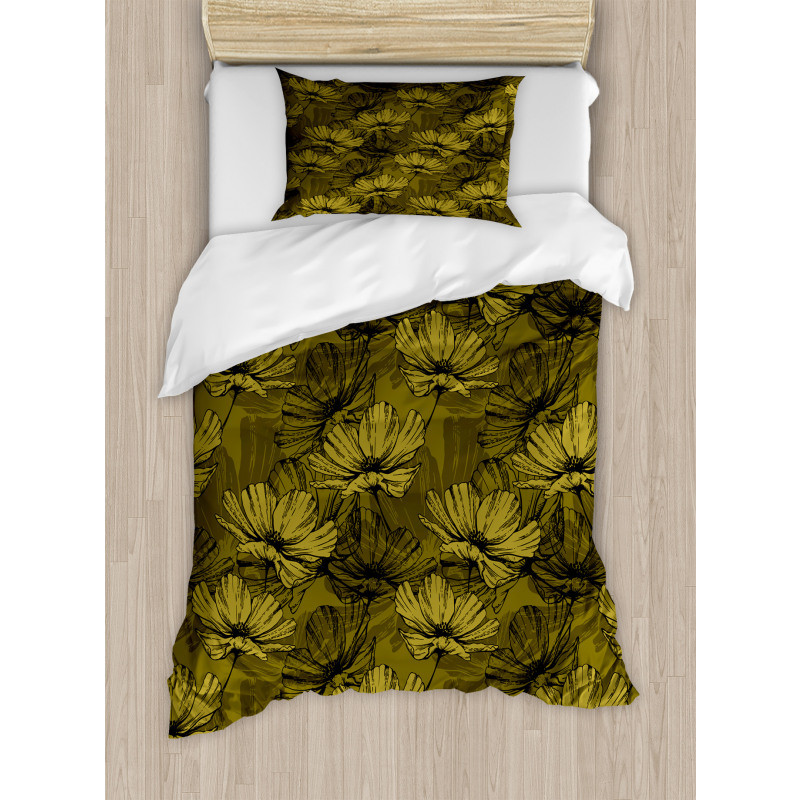 Fowers in Earth Tones Art Duvet Cover Set