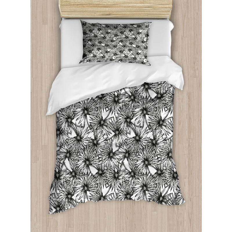 Palm Tree Leaves Sketch Art Duvet Cover Set