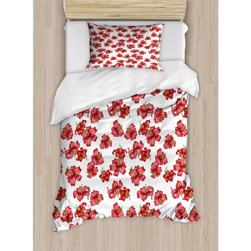 Vintage Style Lily Flowers Duvet Cover Set