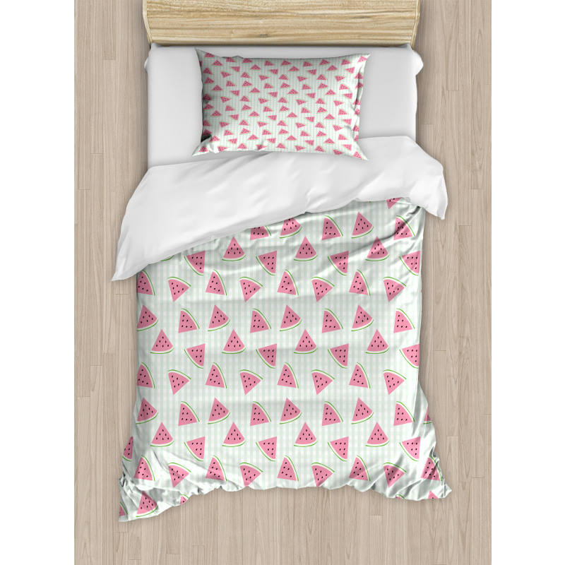 Fruit Slices Checkered Duvet Cover Set