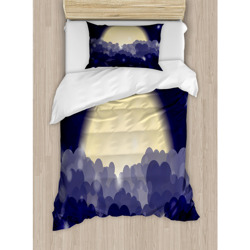 Cloudy Sky View at Night Duvet Cover Set