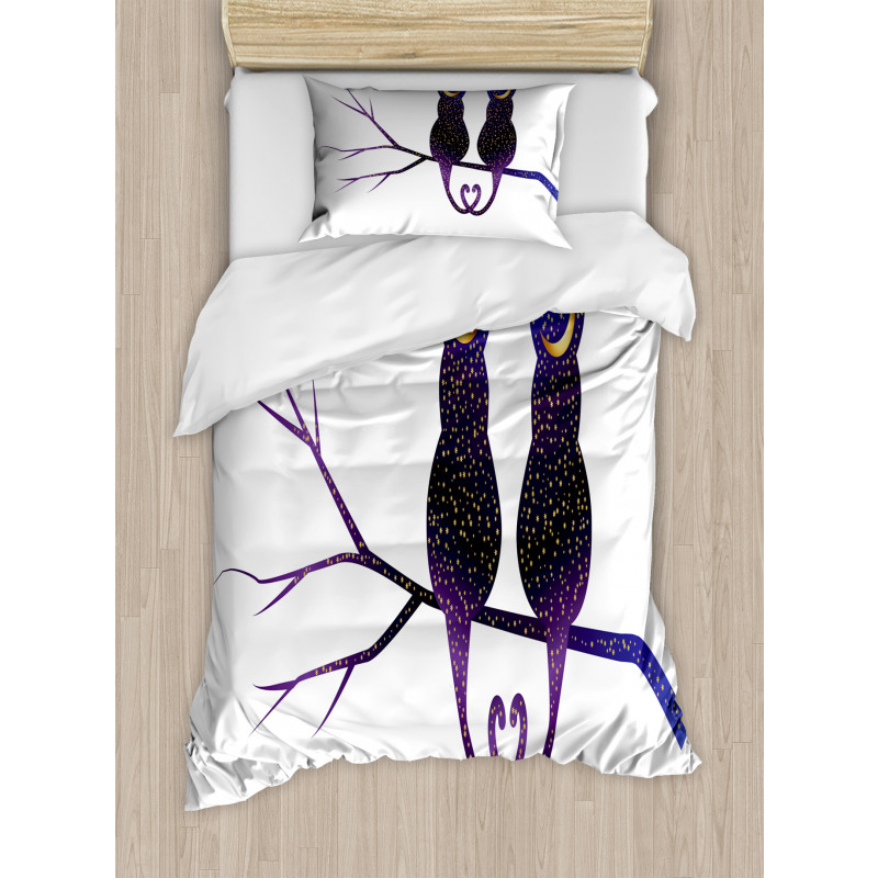 Cats Depicted as Night Duvet Cover Set